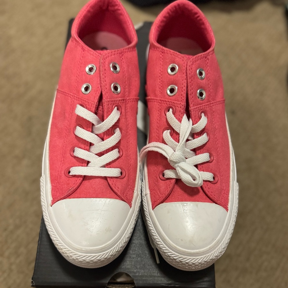 Converse Pink Canvas Sneakers with White Accents